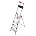 Hailo 8854-001 Alu-Sicherheits-Haushaltsleiter XXR - 4 XXL-Stufen mit Ausziehbarem Sicherheits-Halteb�gel und Multifunktionsschale