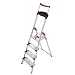 Hailo 8854-001 Alu-Sicherheits-Haushaltsleiter XXR - 4 XXL-Stufen mit Ausziehbarem Sicherheits-Halteb�gel und Multifunktionsschale