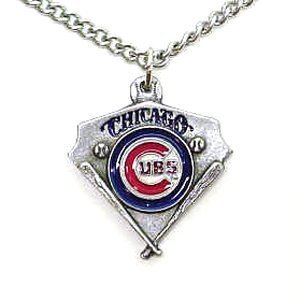 Chicago Cubs Chain Necklace & Enameled Pewter Pendant - MLB Baseball Fan Shop Sports Team Merchandise