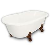 American Bath Factory B1-3700-BB-DM3-M2-15-OC Madeline Double Ended Clawfoot Bathtub in Bisque, Ball