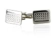Edgy Metallic Silver Cufflinks -- Part of a designer set with Presentation Box