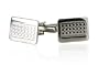 Edgy Metallic Silver Cufflinks -- Part of a designer set with Gift Box