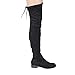 Beston GF59 Women's Drawstring Tie Low Heel Side Zipper Thigh High Stretch Boots