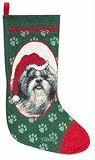 New! Woven Designer Shih Tzu Christmas Stocking by Linda Pickin