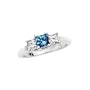 3 Diamond Princess Cut Anniversary Band 1 ct. in 14K White Gold with Blue Center Diamond