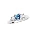 3 Diamond Princess Cut Anniversary Band 1 ct. in 14K White Gold with Blue Center Diamond