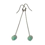 Amazonite Earrings 01 Dangle Blue Green Round Gunmetal Long Stone Crystal Healing