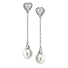 14kt White Gold Pearl and Diamond Dangling Earrings