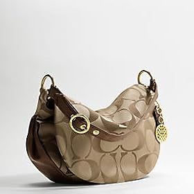 Authentic Coach Ali Signature Sateen Flap Handbag Brass/Khaki/Bronze