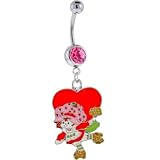 Strawberry Shortcake HEART Passion Pink GEM Dangle Belly Ring