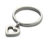 Eve's Addiction Sterling Silver Ring with Dangle Heart