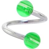 Layered STRIPED GREEN Spiral Twister Belly Ring