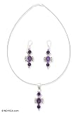 Amethyst jewelry set, 'Purple Butterfly' 16.1 L