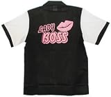 Lady Boss Bowling Shirt White & Black Retro Bowler