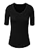 NE PEOPLE Women's 3/4 Elbow Half Length Sleeve V-Neck line T-Shirt (S-3XL)