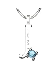 Sterling Silver Letter J - March Aquamarine Birthstone 18 Inch Necklace
