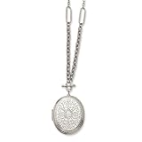 1928 Silver-tone Oval Locket 30 Inch Necklace