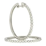 32 Stone Round Pave Set Diamond Hoop Earrings .68cttw