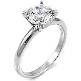 Solitaire Engagement Ring in Silver and Cubic Zirconia - size 5