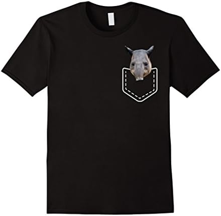 Men's Tapir In My Pocket T-Shirt - Funny Cute Tapir Peeking Tee Small Black