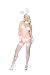 Sexy Playboy Bunny, Includes Triangle Bra Top, Crotchless Panty With Pleated Ruffle Trim, Marabou Trimmed Arm Pieces, Neck Piece, Plush Ears, And Tail Roleplay Costume Lingerie Leg Avenue Medium/Large, White
