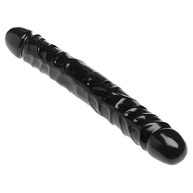Doc Johnson Jr. Veined Double Header Dildo, Black, 12 Inches