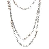 Pearl & Smoky Quartz Long Wrap Chain Necklace