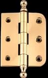2 x 2.5 inch Combo Door Hinge w/ finial - Bright Solid Brass