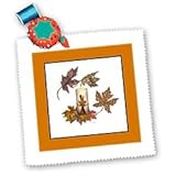 IMAGE OF Autumn leaves and a burning candle for Fall on light background - 10x10 Quilt Square