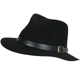 100% Wool Felt Fedora Belt Aussie Safari Hat Black Extra Large by SK Hat shop