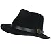 100% Wool Felt Fedora Belt Aussie Safari Hat Black Large