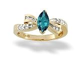 14K Yellow Gold Marquise Created Alexandrite and Diamond Bow Ring