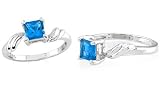 Princess Cut London Blue Topaz Solitaire Ring Sterling Silver
