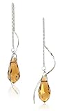 Big 18mm Colorado Topaz Crystal Drop Dangle & 1mm Earring Threader w. Wavy Curly Bar Sterling Silver (3042)