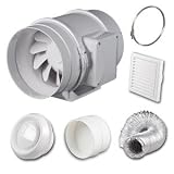 High Power Inline Loft Mounted Bathroom/Toilet Extractor Fan Kit 4  100mm