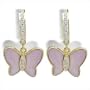 18K yellow gold Butterfly Dangle Mother of Pearl Earring