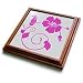 Bright Pink Hawaiian Flowers on A Light Gray Background - 8x8 Trivet With 6x6 Ceramic Tile
