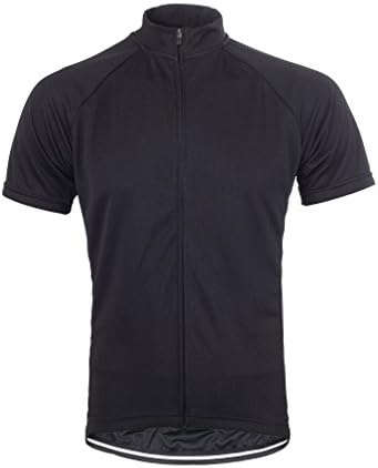 Fabilion Men's Bicycle Cycling Short Sleeves Solid Color Jersey Black S
