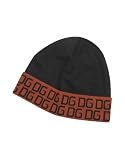 Dolce & Gabbana - Dolce & Gabbana Black & Rust Orange Logoed Brim Knit Skull Cap