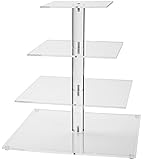 Jusalpha 4 Tier Square Wedding Acrylic Cupcake Tower Stand-Cake Stand-Dessert Stand (4TS)
