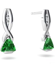 Created Emerald 14kt White Gold Earrings