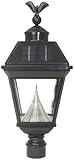 Gamasonic GS-97FE Black Imperial Solar Lantern with Super Bright White LED's and 3-Inch Pole Mount with Eagle Finial