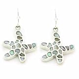 Whimsical Sterling Silver and Genuine Mother of Pearl Starfish Earrings