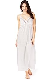 Per Una Broderie Design & Striped Long Nightdress