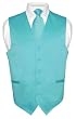 Men's TURQUOISE / AQUA BLUE Dress Vest and NeckTie Set for Suit or Tuxedo