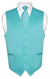 Mens TURQUOISE / AQUA BLUE Dress Vest and NeckTie Set for Suit or Tuxedo