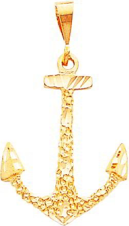 31PAeXw2iIL 14K Yellow Gold Anchor Charm Diamond Cut