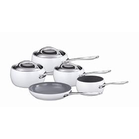 Marco Pierre White, Green Pan and Russell Hobbs Cookware Set, 5 Pieces, White