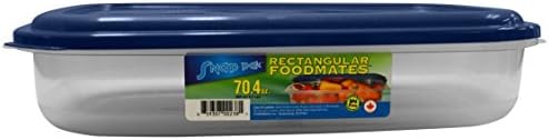 StoreMaxx Foodmates 238 Rectangle Food Storage Container with Clear/Blue Lid (Pack of 6), 70.4 oz, Slate Blue/Opaque