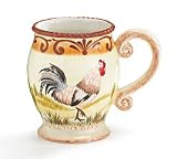 Set Of 4 French Country Rooster Coffee Mugs/Cups For Kitchen Decor, Dining
